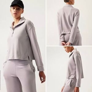 Athleta Seasoft 1/4 Zip Long Sleeve Sweatshirt Tinsel Purple Size 2X NWT $89